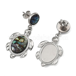 Turtle Natural Paua Shell Stud Dangle Earring&nbsp;EJEW-JE07138