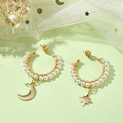 Star and Moon Asymmetrical Earrings&nbsp;EJEW-TA00307