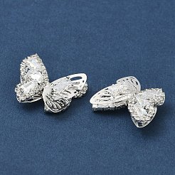 真鍮製マイクロパヴェキュービックジルコニアビーズ  カドミウムフリー＆鉛フリー  蝶  ラインストーン付き  透明  20x21.5x7mm  穴：1.2mm&nbsp;KK-S336-14S-C