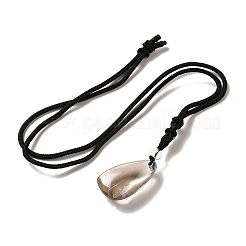 天然スモーキークォーツナゲットペンダントネックレス、ポリエステルコード付き、女性用  25.20インチ（64cm）&nbsp;G-H285-05A