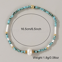 Imitation Pearl Round and Glass Seed Beaded Stretch Bracelets for Women&nbsp;ZU0307