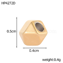 304ステンレススチールビーズ  ポリゴン  イオンプレーティング（ip）  14KGP本金メッキ  5x4mm  穴：1mm&nbsp;STAS-OY017-57G