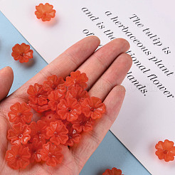 透明な艶消しアクリルビーズキャップ  5花びら  花  レッドオレンジ  16.5x6mm  穴：1.6mm  約959個/500g&nbsp;MACR-S371-04A-726