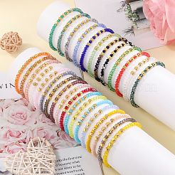ガラスビーズのブレスレット  ストレッチブレスレット  ミックスカラー  7-1/8インチ（18cm）  30個/セット&nbsp;BJEW-SW01604-02