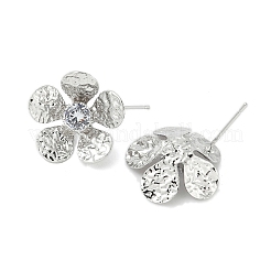 Flower Brass Micro Pave Cubic Zirconia Stud Earring Findings&nbsp;LS-KK-M326-08P