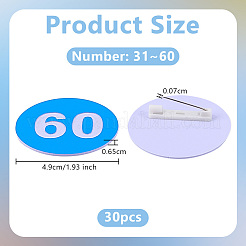 1 Set Round ABS Plastic Number 31~60 Brooches Sets&nbsp;JEWB-OC0001-02C