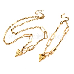 304 Stainless Steel Pendant Necklaces & Charms Bracelets Sets&nbsp;SJEW-Z003-04G