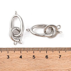 真鍮製折りたたみ式クラスプ  カドミウムフリー＆ニッケルフリー＆鉛フリー  オーバル  プラチナ  28mm  穴：1.4mm&nbsp;KK-U016-11P