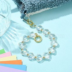 アクリル＆CCBプラスチックビーズバッグストラップ  合金スプリングゲートリング付き  バッグ用  電話の装飾  ハート  30.2cm&nbsp;HJEW-JM01083-01