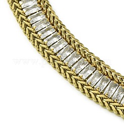 キュービックジルコニアテニスブレスレット  304ステンレススチールリンクチェーンブレスレット  ゴールドカラー  7-1/2インチ（19cm）  ワイド：10mm&nbsp;BJEW-Q775-03G