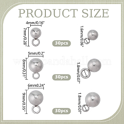 90個 3スタイル 201ステンレススチールペンダント  ボールチャーム  ステンレス鋼色  7~9x4~6mm  穴：1.6~1.8mm&nbsp;STAS-HY0002-31