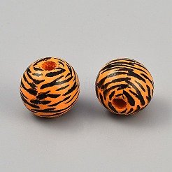 Tiger Skin Print Wood European Beads&nbsp;WOOD-WH0029-126A