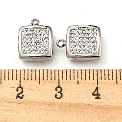 304ステンレスペンダント  クリスタルラインストーン付き  スクエアチャーム  ステンレス鋼色  12x9.5x4.5mm  穴：1.4mm&nbsp;STAS-L022-153P