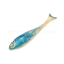 304ステンレススチールエナメルビッグペンダント  イオンプレーティング（ip）  ゴールドカラー  魚のチャーム  52x9.5x3.5mm  穴：2.2mm&nbsp;SA-CBA800D-02D-G