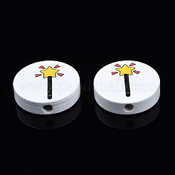 Halloween Printed Natural Wood Beads&nbsp;WOOD-T021-102