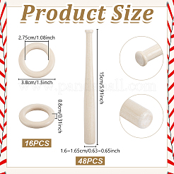 ミニ木製野球ホルダー16セット  デスクトップの飾り  野球用バット  モカシン  150x16~16.5mm&nbsp;AJEW-WA0001-84