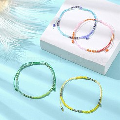 ガラスシード編みビーズブレスレット  調節可能なブレスレット  ミックスカラー  内径：2-1/8~3-1/2インチ（5.5~9cm）&nbsp;BJEW-JB09610