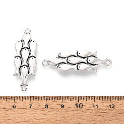 チベットスタイルの合金コネクタチャーム  魚のリンク  カドミウムフリー＆鉛フリー  アンティークシルバー  15x44.5x4mm  穴：2mm  約137個/500g&nbsp;TIBE-N014-09AS