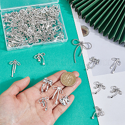 80pcs8スタイルチベットスタイルアロイペンダント  ちょう結びのチャーム  アンティークシルバー  18~44x17~36x2~6mm  穴：1~2.5mm  10個/スタイル&nbsp;FIND-ME0001-01