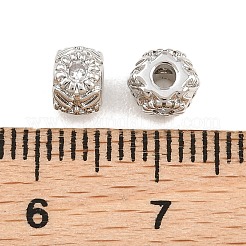 真鍮マイクロペーブクリアキュービックジルコニアビーズ  花を持つキューブ  ラックめっき  長持ちメッキ  鉛フリー＆カドミウムフリー  プラチナ  4x5mm  穴：1.7mm&nbsp;KK-CBA78C7-06P