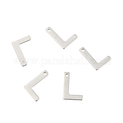 変色しにくい304ステンレススチールの文字チャーム  文字L  11x7.5x0.5mm  穴：1mm&nbsp;LS-STAS-O072-L