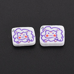 手作り樹脂クレイカボション  女の子と長方形  青紫色  7.5~8.5x8~10.5x2mm  約5500個/1000g  約5500個/1000g&nbsp;CLAY-N006-140