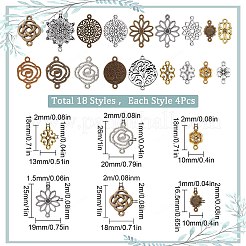 72Pcs 18 Styles Tibetan Style Alloy Connector Charms&nbsp;FIND-SC0003-34