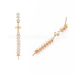 Brass Micro Pave Clear Cubic Zirconia Stud Earring Findings&nbsp;KK-S364-145