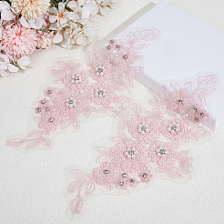 1Pair Flower Shape Polyester & Sequin Embroidery Cloth Iron On Patches&nbsp;DIY-CY0003-82B