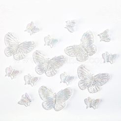 電気メッキされた3d樹脂ペンダント  蝶  クリアAB  13~30x16~42x5~6mm  穴：1.6~2mm  130個/箱&nbsp;DIY-OC0007-71