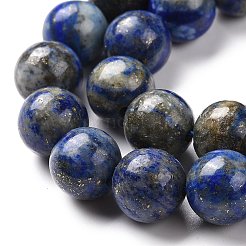 天然石ラピスラズリビーズ連売り  ラウンド  10mm  穴：1mm  約36~37個/連  15インチ（38cm）&nbsp;G-E483-17-10mm