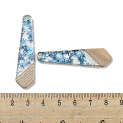 ウッドペンダント  樹脂と金箔  ポリゴン  ディープスカイブルー  49x12x4mm  穴：2mm&nbsp;FIND-B042-04A