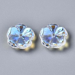透明ガラスビーズ  ABカラーメッキ  花  クリアAB  15x15x6mm  穴：1.2mm&nbsp;GLAA-Q089-003-C001