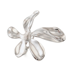 304ステンレススチールカフオープンリング  花  ステンレス鋼色  内径：18.8mm&nbsp;RJEW-D350-04P-01