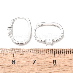 Oval 925 Sterling Silver Micro Pave Clear Cubic Zirconia Hoop Earrings&nbsp;EJEW-K317-09P