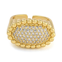 Oval Brass Micro Pave Cubic Zirconia Cuff Rings&nbsp;RJEW-P127-10G