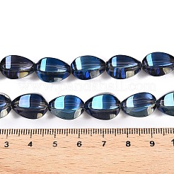 電気メッキガラスビーズセット  涙の形  マリンブルー  15x11.5~12x10~10.5mm  穴：1.2mm  約39~40個/連  23.62~23.94インチ（60~60.8cm）&nbsp;EGLA-T028-01O