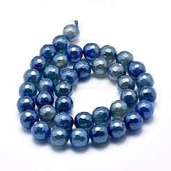 Electroplated Natural Agate Beads Strands&nbsp;G-O164-14-8mm