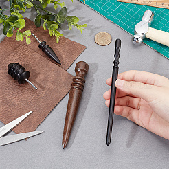 4スタイルの白檀ポリッシュヘッドセット  革細工バニシングツール  ブラック  6.3~15.05x0.8~2.3cm  5個/袋&nbsp;TOOL-OC0001-71