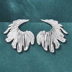 女性用304ステンレススチールスタッドピアス  花  ステンレス鋼色  32x22.5mm&nbsp;EJEW-K306-11P