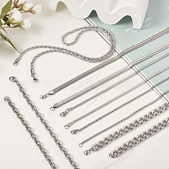 6Pcs 6 Styles Stainless Steel Cable & Snake & Rope & Box Chain Necklaces Set for Men Women&nbsp;NJEW-TA0001-14