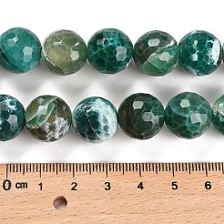 ファイヤーアゲートクラックルビーズ連売り  染め＆加熱  ラウンド  多面カット  ダークシアン  13.5~14mm  穴：1.4mm  約28~29個/連  15.16インチ（38.5cm）&nbsp;X-G-L595-A02-01E