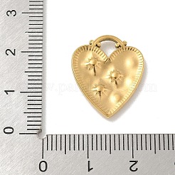 304ステンレススチールラインストーンペンダント  ハート  ゴールドカラー  20x17x2.5mm  穴：3.5mm&nbsp;STAS-I322-53G