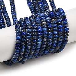 天然石ラピスラズリビーズ連売り  ロンデル  4x2~2.5mm  穴：1mm  約164個/連  15.04''（38.2センチメートル）&nbsp;G-K343-C51-01