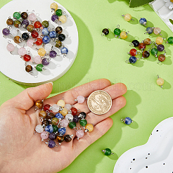 100Pcs 10 Colors Natural Gemstone Pendants&nbsp;PALLOY-FH00207