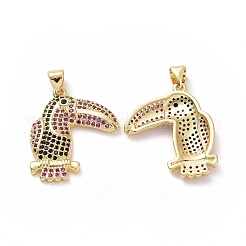 Brass Cubic Zirconia Bird Pendants&nbsp;ZIRC-I062-02G