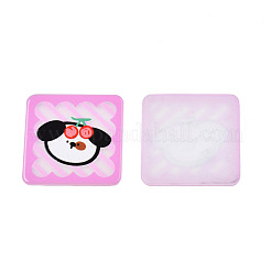 透明プリント アクリル カボション  犬と桜の広場  桃パフ  33.5x33.5x2mm&nbsp;TACR-N016-16