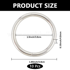 アイアン製フレームコネクター  丸い輪  プラチナ  47.5x4.8mm  内径：38mm&nbsp;IFIN-WH20010-02P