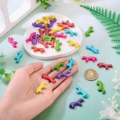 35個7色合成ターコイズビーズ  馬  染め  ミックスカラー  12.5~13x28.5~29x4~4.5mm  穴：1.2mm  5個/カラー&nbsp;G-TA0003-27