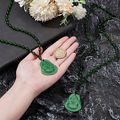 2Pcs Resin Imitation Gemstone Maitreya Buddha Pendant Necklace&nbsp;NJEW-UN0001-59A